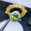 New Design Engraved 925 Sterling Silver Oval Cut Natural Peridot Custom Wreath Women Rings Wholesale