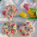 Beautiful Hair Accessories Elastic Ponytail Holder Embroidery Flower Daisy Mesh Hair Scrunchies for Girls Scrunchies with Tail