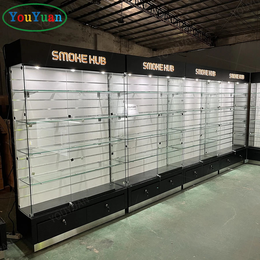 Customizable Tabaco Shop Showcase Display Glass Smoke Shop Display Cases Store Display Cabinets Mall Kiosk