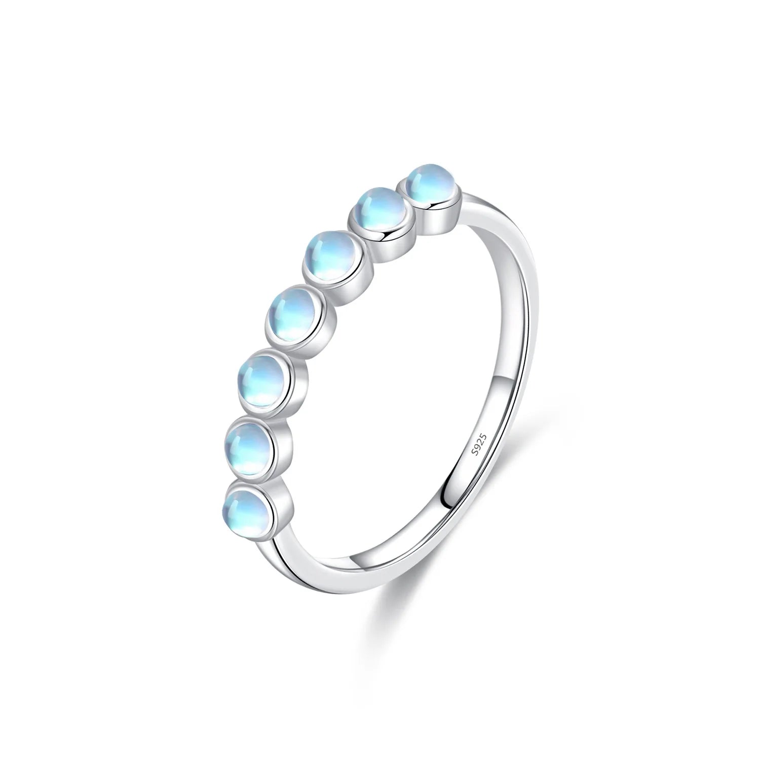 INS Elegant Clear Pure 925 Sterling Sliver Purist Moonstone Engagement Wedding Rings for Women Jewelry