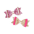 Sequin Hair Clips Leather Hair Bows 4 Inch Glitter Dance Party