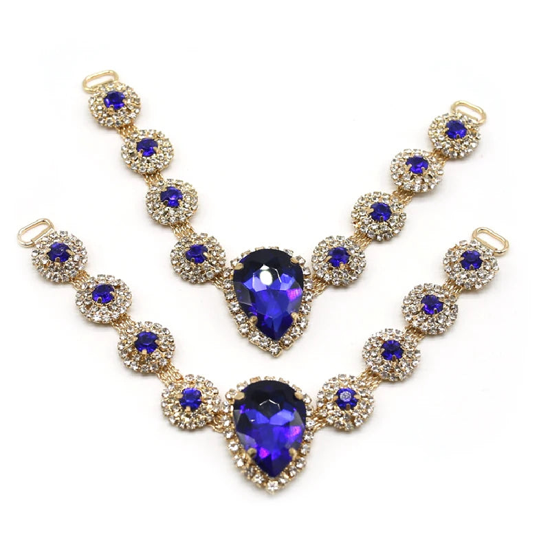 Crystal Female Lace Diamond Decorative Buckles Slipper Accessories V-Shaped Diamante Shoe Chain Shoe Accessories