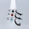 Abiding Luxury New Design Heart Shape Gemstone Double Ring Tassel Silver Two Finger Ring for Women 925