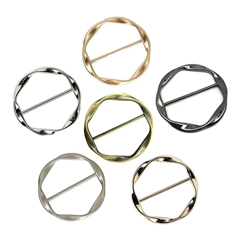 Scarf Ring Clip T-shirt Tie Clips for Women Fashion Metal Round Circle Clip Buckle Clothing Ring Wrap Holder