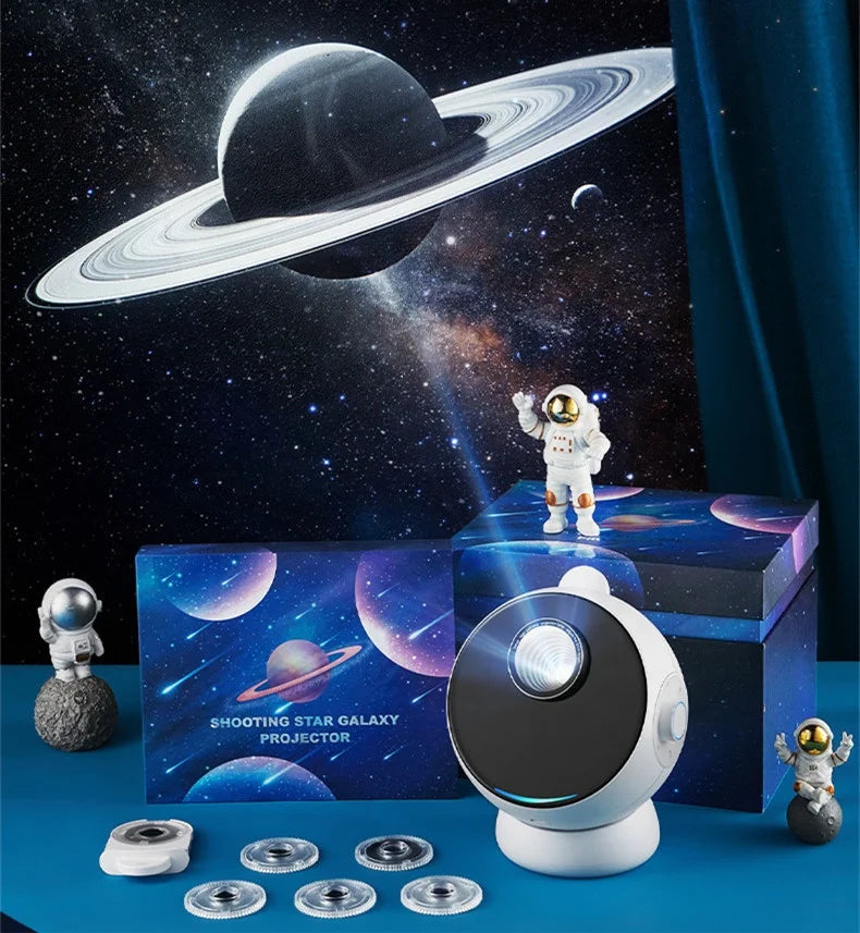 Extreme Romantic 360 Degree Rotation LED Night 6 HD Sheet Films Projector USB Modern Galaxy Star Wireless Projector for Room