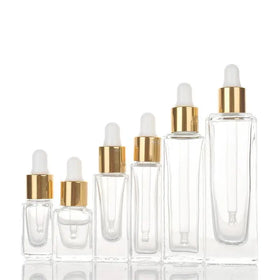 MUB Mini Rectangle Clear 3ml 5ml 10ml 15ml 20ml Glass Dropper Bottles Essential Oil Dropper Glass Bottle