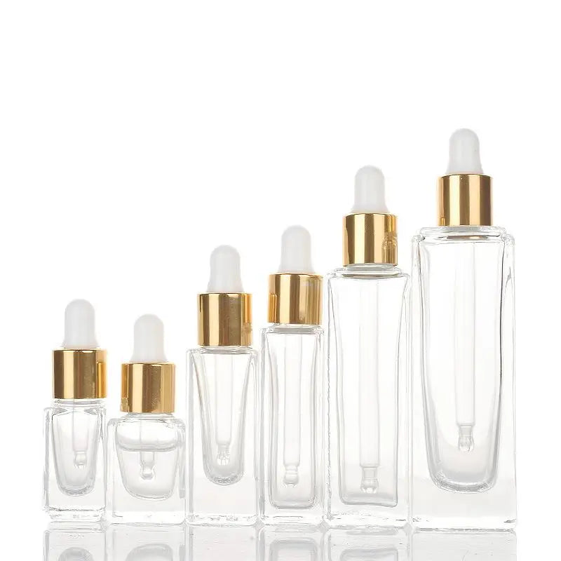 MUB Mini Rectangle Clear 3ml 5ml 10ml 15ml 20ml Glass Dropper Bottles  Essential Oil Dropper Glass Bottle