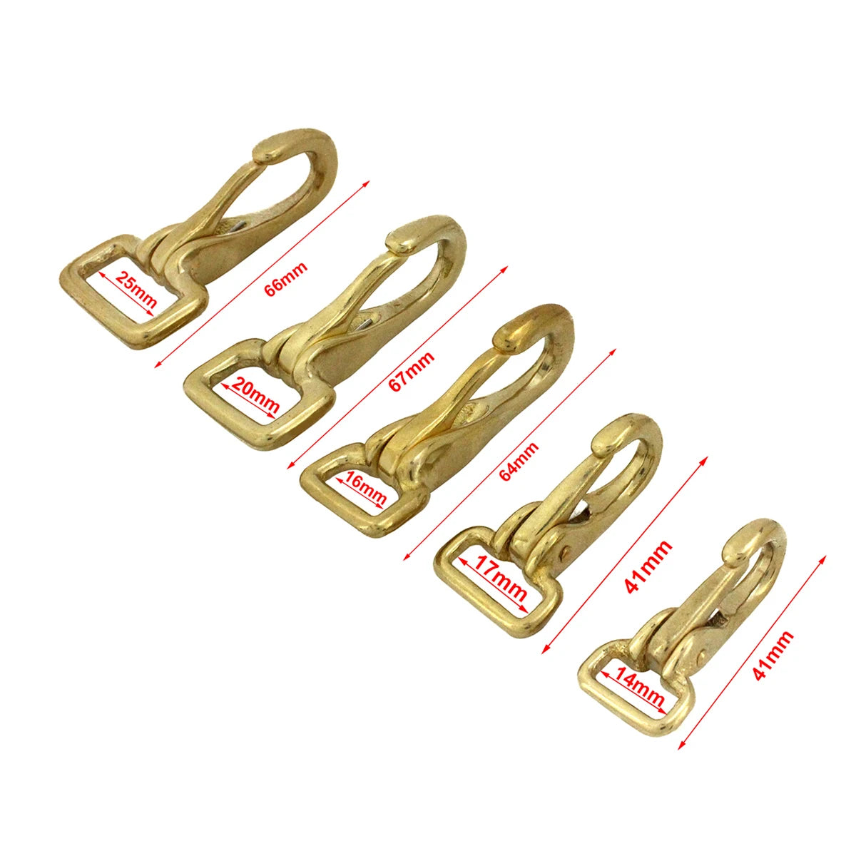 Cloxy Brass Bag Hardware Square Eye Metal Snap Hook for Bag Belt Webbing Strap Leather Craft Brass Clasp Clip Brass Snap Hook