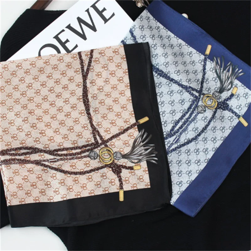 Simple Knot Printing Design Popular Promotion Price Natural Great Material Silk Satin Scarf for Girl Holiday Gift