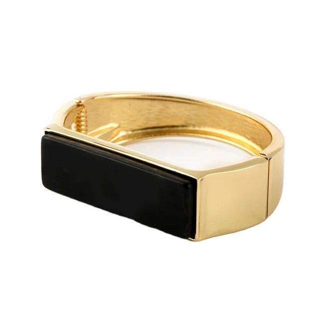 Trendy Wholesale Female Charm Turquoise Gold Plated D Shape Open Bracelet Bangle Women Jewelry for Gift