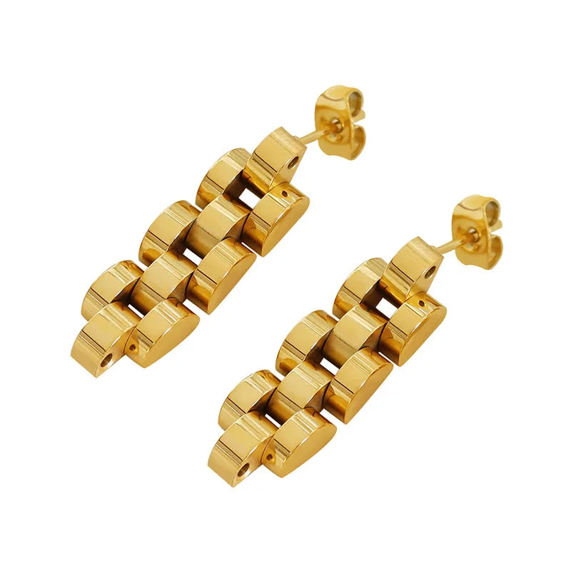 2023 Fashion Minimalist Earrings Stainless Steel Gold and Silver Chain Earrings Hypoallergenic Drop Stud Earrings