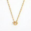 Fenny Waterproof 18K PVD Plated Fashion Dainty Toggle Pendant Pin Link Chain Necklace Stainless Steel Necklace Jewelry Wholesale