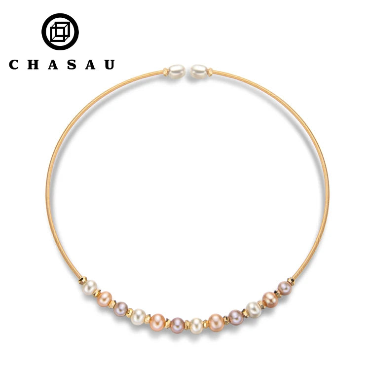 Professional Manufacturer Open Cuff 14K Gold Filled 5.5-7mm Natural Cultured Freshwater Pearl Chokers Necklace