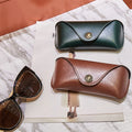 Luxury Simple Retro Handmade PU Soft Leather Premium Lightweight Pressure Resistant Leather Sunglasses Case