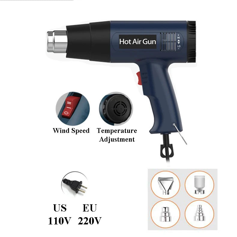 Multi-function 2000W Air Heat Gun Temperature Wind Speed Adjustable for PVC Shrink Capsule Packaging Plastic Film