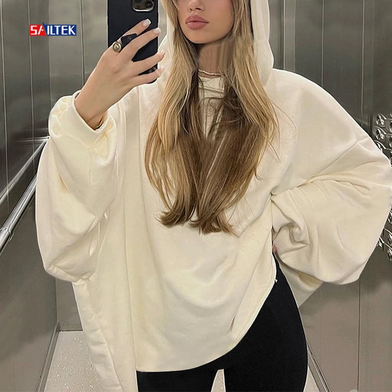 2026 Women Clothing 100% Cotton Jumpers for Women Custom Plus Size Women's Hoodies High Quality Vintage Oversized Hoodie