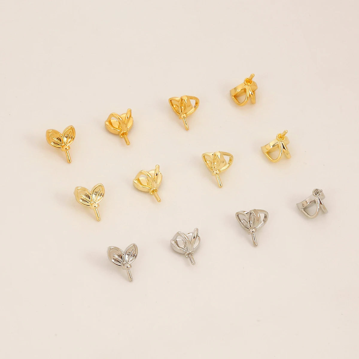 14K Gold Plated Brass Leaf Shaped Pin 18K Gold Plated Rabbit Ear Shape Pins DIY Jewelry Pendant Pins