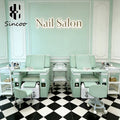 Luxury High End Green Nail Salon  Spa Foot Pedicure Chairs Pipeless With 180 Degrees Adjustment Electric Pedicure Massage Sofa