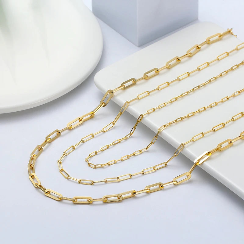 RINNTIN SC39 New Arrival Dainty 925 Sterling Silver 14K Gold Plated Paper Clip Paperclip Link Chain Necklace