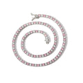 18inch 4mm Colorful Tennis Chain Necklace in Gold Featuring Pink and White CZ with Cross Pattern Zircon for Weddings Parties