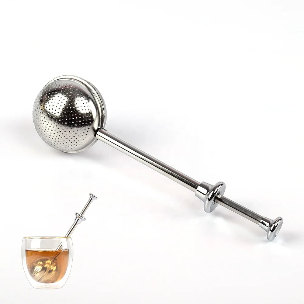 Ball Shape Stainless Steel Tea Steeper with Push Handle MegaBDM