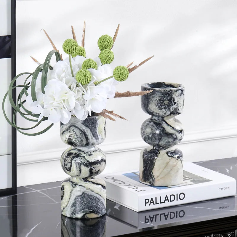 HZX Nordic Style Modern Marble Candle Stand Wholesale Stone Candle Stick Holders for Hotel Home Decor for Christmas Weddings
