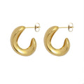 Tarnish Free Stainless Steel Semi Hoop Earrings 18K Gold Plated Irregular C Shape Stud Earring for Women