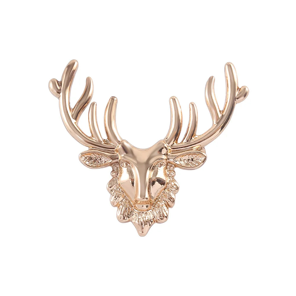 New Design Vintage Elk Brooch Christmas Gift Wholesale High-End Suit Brooches Alloy Deer Head Brooch Pins