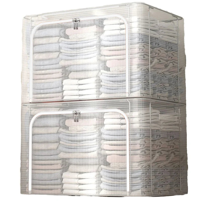 Foldable Transparent Window Storage Box Waterproof Fabric Organizer for Living Room Closet Bedding Clothes Organizer Closet