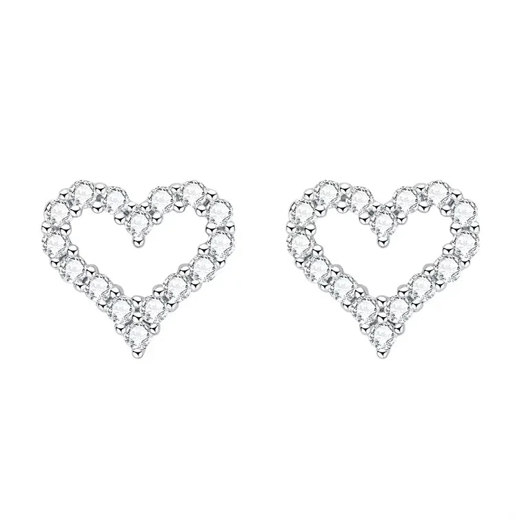 Love Earrings 925 Sterling Silver Cubic Zirconia Heart Stud Earrings Set for Women Girl Fine Jewelry Engagement Wholesale Bulk
