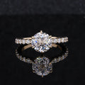 Single Rose Cutting Gold Color 6 Prong Rings Jewelry Moissanite Fashion Ring