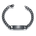 Custom Engraved Gold Plated Silver Charm Bracelet Black Plate for Valentine's Gift