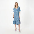 Sky Blue Printing Woman Tailor Dress Cute Maxi Dresses 2024 New Design Dress