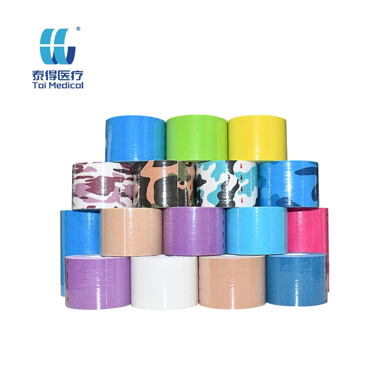 3.8cm Unisex Sports Tape Multicolor Waterproof Cotton Elastic Adhesive 5m Length Knee Support Athletic Custom