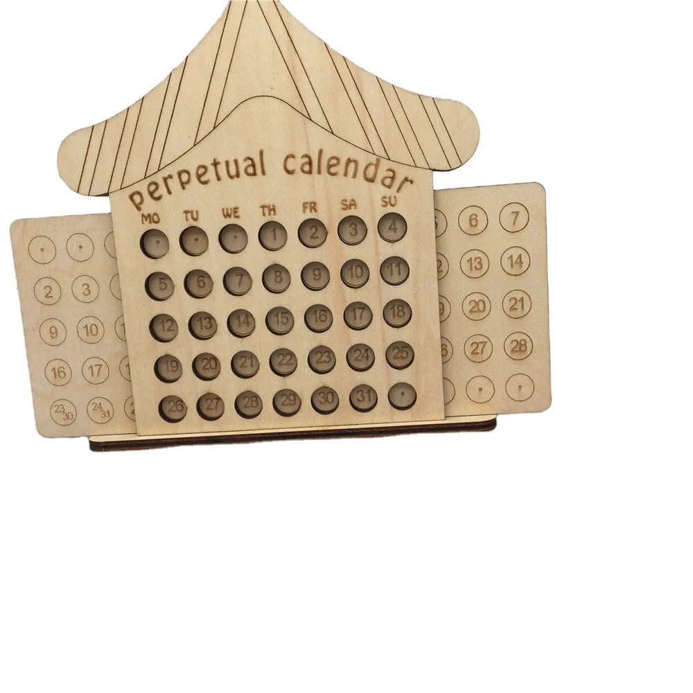 Diy Laser Cut Wooden Puzzle Perpetual Calendar for Home Decor