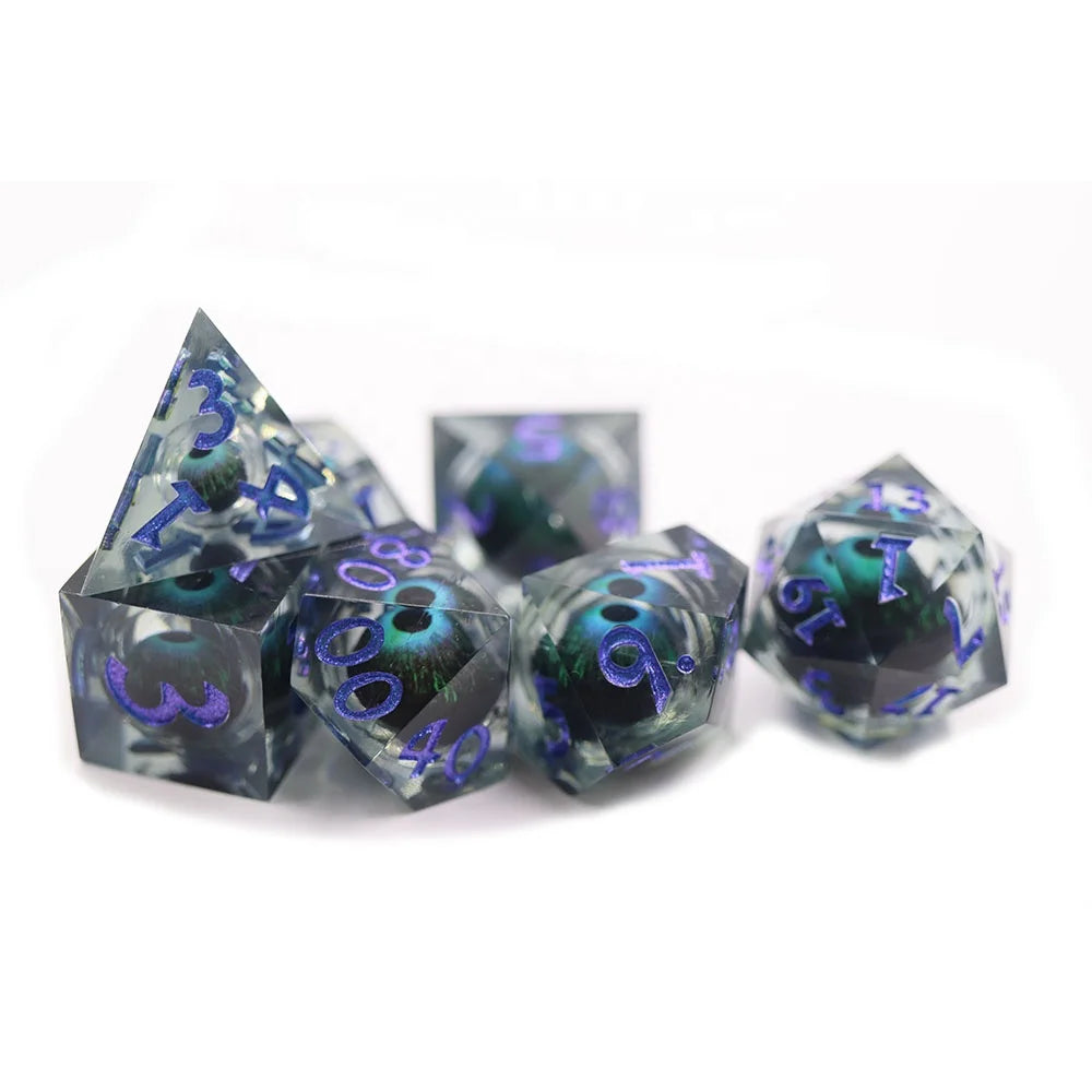 Hot Sale Customized RPG DND Resin Dragon Eye Dice Core Set Sharp Edge Moving Unique Features