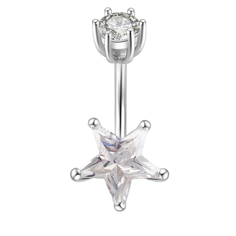 925 Sterling Silver Belly Button Rings Navel Rings Sterling Silver Belly Rings Belly Piercing Jewelry Big Star