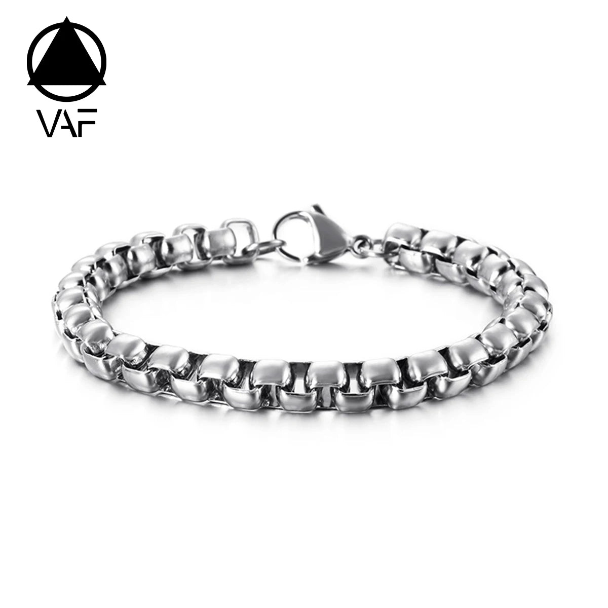 VAF Belcher Square Rolo Link Chain Bracelet 316L Stainless Steel Sliver/Gold Round Box Bracelet for Women Men