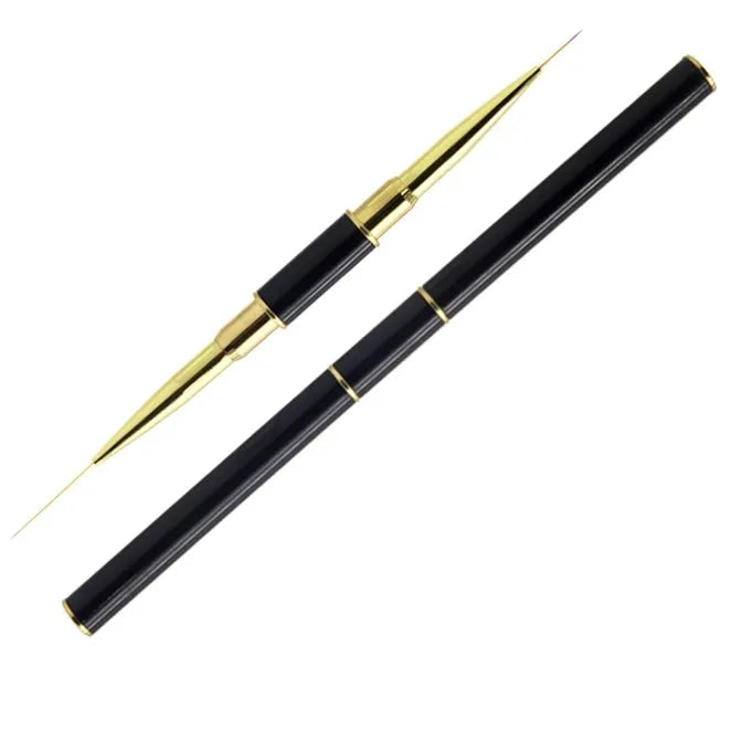 Black Nail Liner Brush Set for Manicure Flowers Drawing Painting Professional Dual-ended Super Long Finer Nail Art Liner Brush