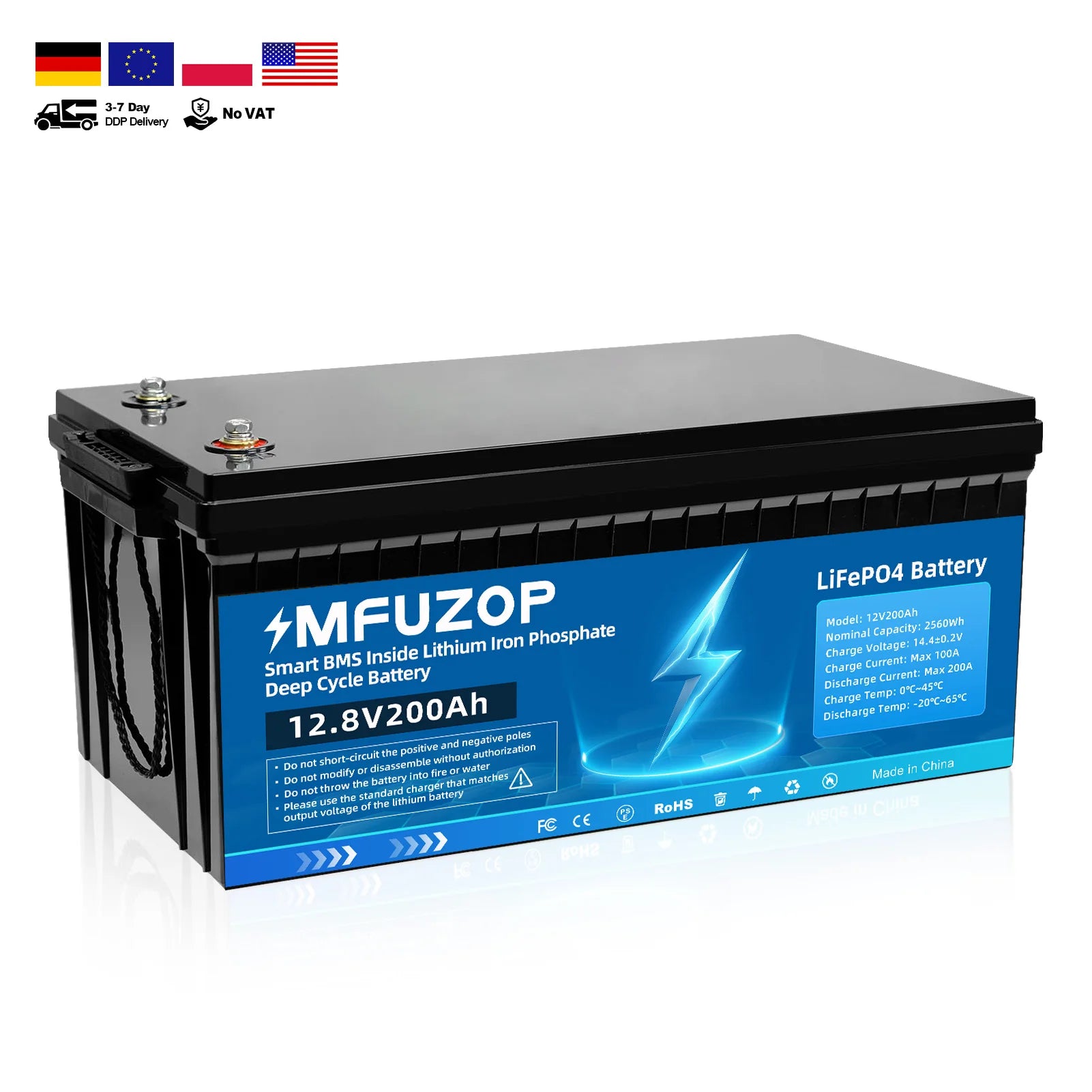 LifePo4 12V 200Ah Lithium Iron Phosphate Battery Energy Storage with BMS High Performance Lithium Ion Pack