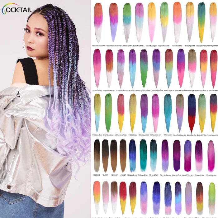 1b 6 27 613 350 99j 144 Colorful Crochet Prestretched Braiding Hair Black and Blue Gold 4 Tone Colored Artificial Braid Hair