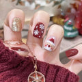 KUDAN 2026 Short False Nail Christmas Style French Design Handmade ABS Artificial Nail Tip Girls Soft Coffin Pattern Finger