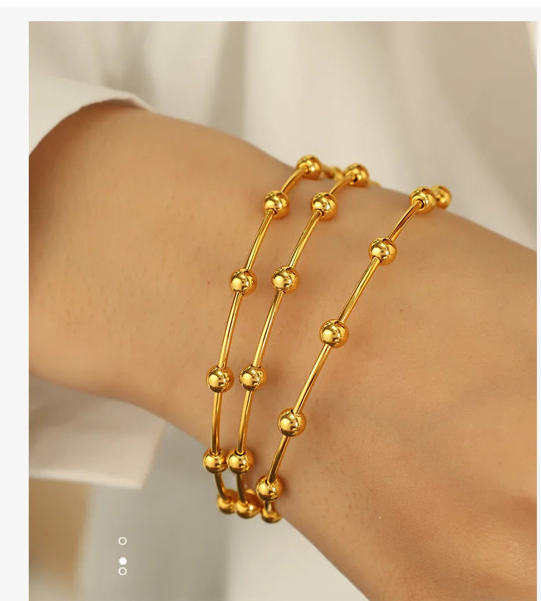 Luxury Trendy Bracelet Gold Bangle 18K Gold PVD Plated Stainless Steel Bangle for Women