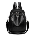 Ladies Black Brown Anti-Theft PU Leather Laptop Backpack Custom Logo Portable Office Fashion with Polyester Lining