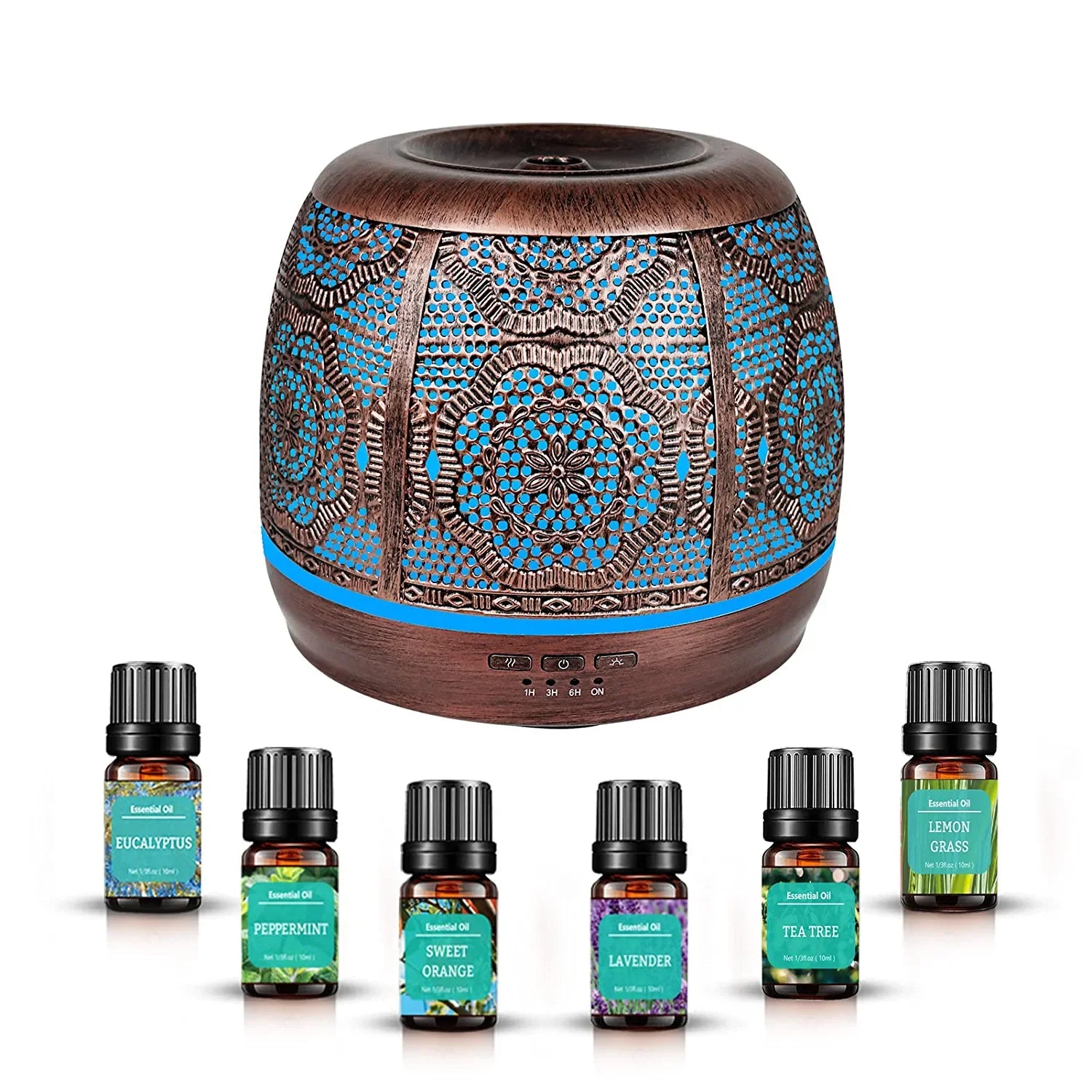 Premium Iron Aromatherapy Diffuser 500mL Large Aroma Essential Oil Humidifier Metal Vintage Unique Design for Household Use