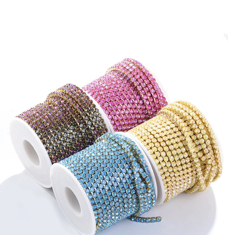 Wholesale 3D Crystal Glass Rhinestone Cup Chain for Hoodie Ss4 Ss6.5 Ss8.5 Ss10 Ss12 Ss16 Sew-on Technique Loose Rhinestones
