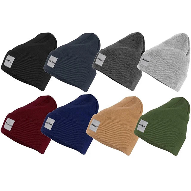Unisex Winter Knitted Beanie Hats Customizable Many Colours with Patch New Womens Mens Beanie Common Fabric Letter Pattern