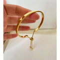 4mm Wide Plain Stainless Steel Bangle Ball Charm Box Chain Adjustable Beads 18K Gold Plated Bangles Vintage Punk Trendy Jewelry