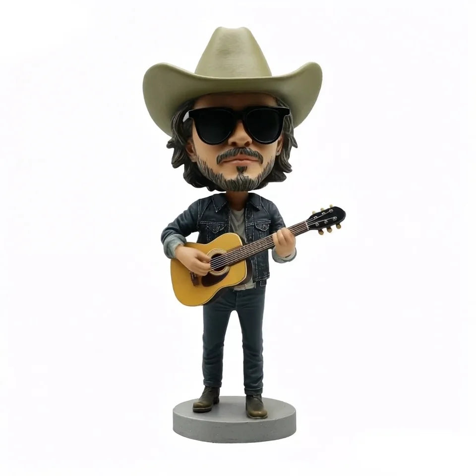 3D Guitarist Bobblehead-Artistic Handmade Resin Sculpture European Style for Music Lovers Band-Themed Desk Decor Rock Fan