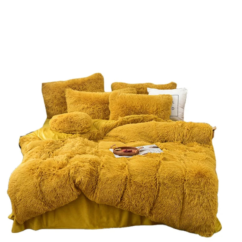 IDOTEX Queen Size Luxury Bedding Set New Style Fluffy Comforter with Printed Duvet Cover New Style Plush Design